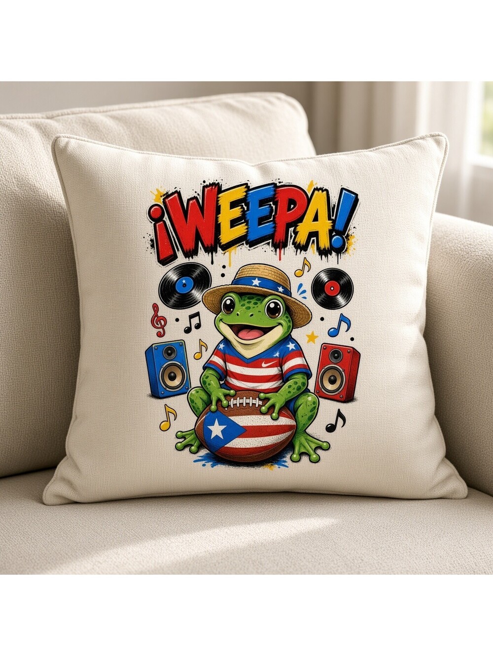 4pc 10" Weepa Coqui Frog Puerto Rico Flag Football DTF Transfer Ready to Press